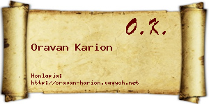 Oravan Karion névjegykártya